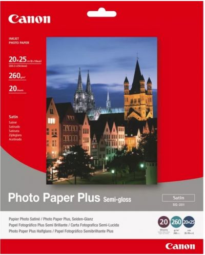 Фотохартия Canon - Plus Semi-gloss SG-201, 20 листа, 20х25 cm - 1