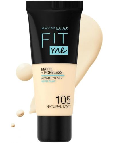 Maybelline Фон дьо тен Fit Me, Matte, Natural Ivory, 105, 30 ml - 1