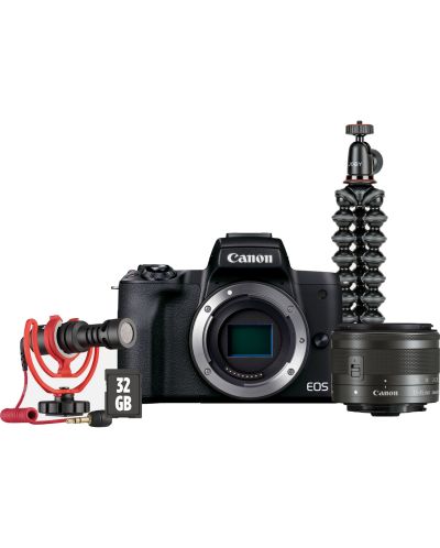 Безогледален фотоапарат Canon - EOS M50 Mark II + Vlogger KIT - 1