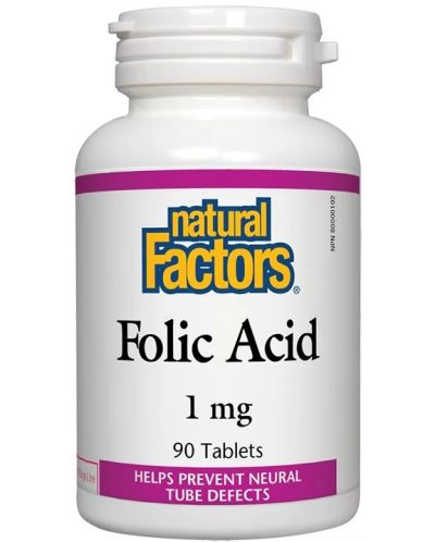 Folic Acid, 90 таблетки, Natural Factors - 1