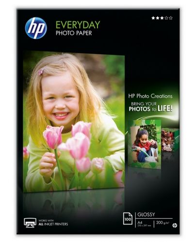 Фото хартия HP - Everyday Glossy, A4, 200g/m2, Glossy - 1