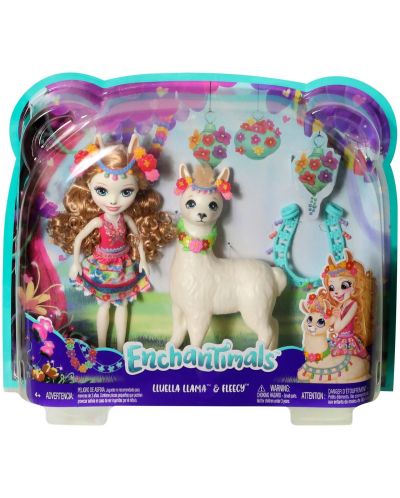 Кукличка с животниче Mattel Enchantimals - Lluella Llama и Fleecy - 1
