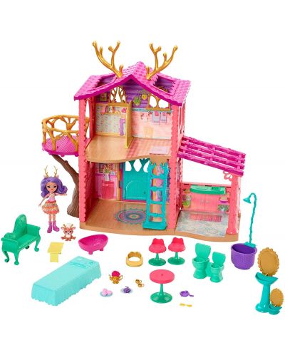 Игрален комплект Mattel Enchantimals - Къщата на Danesa Deer, с кукла и животинче - 2
