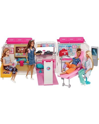 Игрален комплект Mattel Barbie - Линейка с мобилна клиника - 5