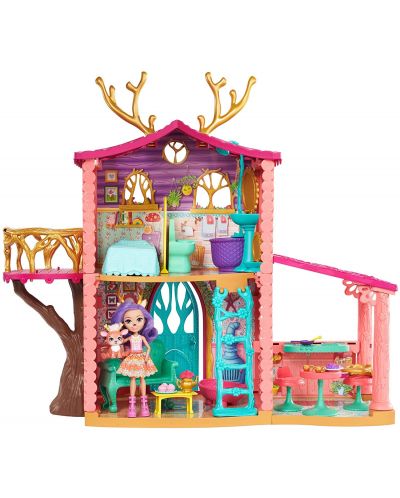 Игрален комплект Mattel Enchantimals - Къщата на Danesa Deer, с кукла и животинче - 1