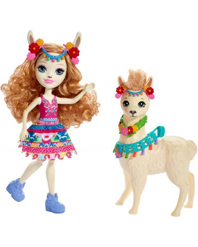Кукличка с животниче Mattel Enchantimals - Lluella Llama и Fleecy - 3