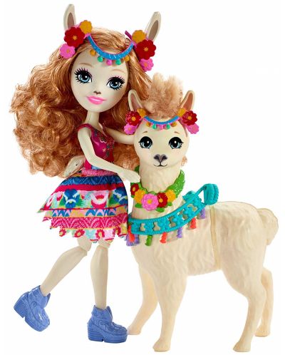 Кукличка с животниче Mattel Enchantimals - Lluella Llama и Fleecy - 4