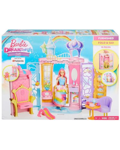 Игрален комплект Mattel Barbie Dreamtopia - Преносим замък за кукли Дъга - 6