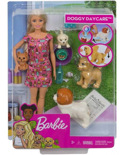 Игрален комплект Mattel Barbie - Барби с 4 кученца - 1