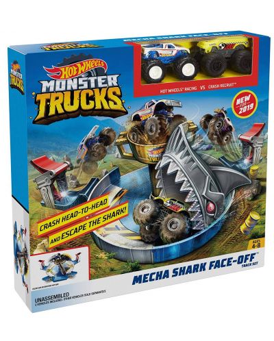 Игрален комплект Hot Wheels - Акулата, с 2 бъгита Monster Trucks - 1
