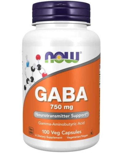 GABA, 750 mg, 100 капсули, Now - 1
