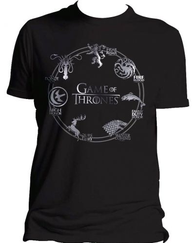 Тениска Game of Thrones Round Sigil, черна, размер S - 1