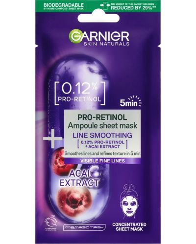 Garnier Skin Naturals Памучна лист маска за лице Pro-Retinol, 15 g - 1