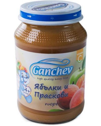 Плодово пюре Ganchev - Ябълки и праскови, 190 g - 1