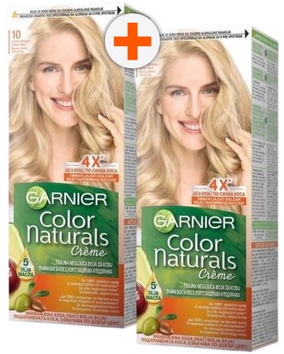 Garnier Color Naturals Crème Комплект - Боя за коса, 10 Естествено ултра светло русо, 2 броя - 1