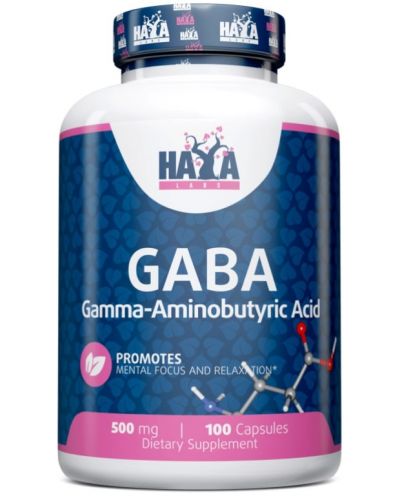 GABA, 500 mg, 100 капсули, Haya Labs - 1