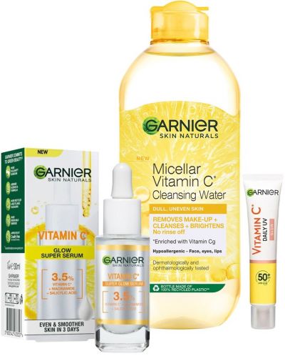 Garnier Skin Naturals Комплект - Мицеларна вода, Серум и Флуид, SPF50, 400 + 30 + 40 ml - 1