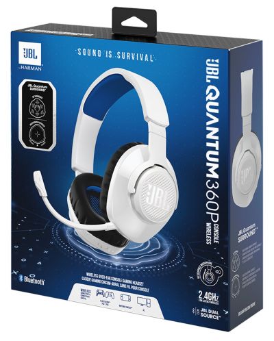 Гейминг слушалки JBL - Quantum 360, PS5, безжични, бели - 6