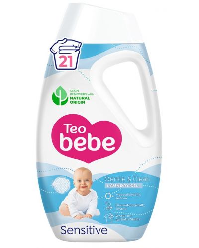 Гел за пране Teo Bebe Gentle & Clean - Sensitive, 21 пранета, 0.945 l - 1