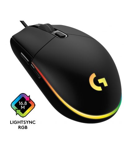 Гейминг мишка Logitech - G102 Lightsync, оптична, RGB, черна - 1