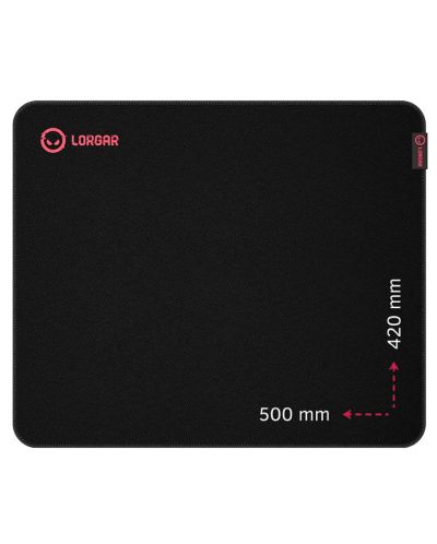 Гейминг подложка за мишка Lorgar - Main 325, XL, мека, черна/червена - 1