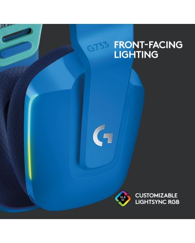 Гейминг слушалки Logitech - G733, безжични, сини - 5