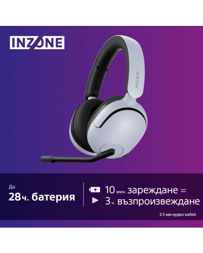 Гейминг слушалки Sony - INZONE H5, безжични, бели - 6