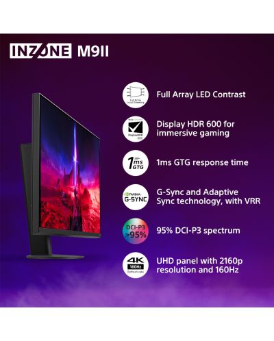 Гейминг монитор Sony - Inzone M9 II, 26.9'', 4K, 160Hz, 1ms, IPS, черен - 2