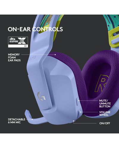 Гейминг слушалки Logitech - G733, безжични, лилави - 6