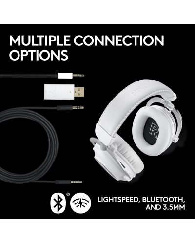 Гейминг слушалки Logitech - Pro X 2 Lightspeed, безжични, бели - 6