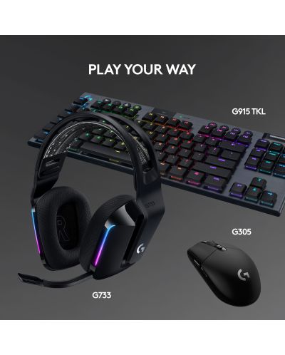 Гейминг слушалки Logitech - G733, безжични, черни - 8