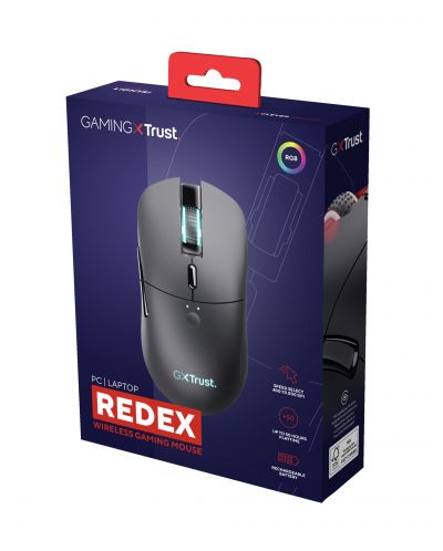 Гейминг мишка Trust - GXT 980 Redex, оптична, безжична, черна - 5