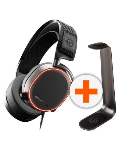 Гейминг слушалки SteelSeries - Arctis Pro, черни + SteelSeries HS1 стойка - 1