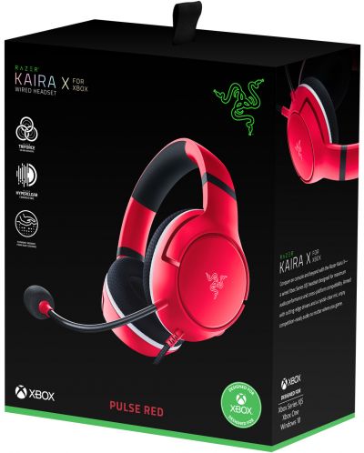 Гейминг слушалки Razer - Kaira X, Xbox, Pulse Red - 5