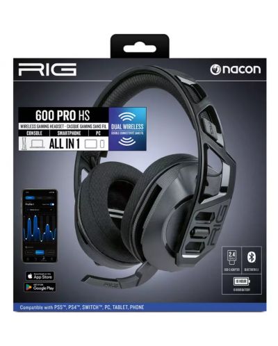 Гейминг слушалки Nacon - RIG 600 Pro HS, PS4, безжични, черни - 7