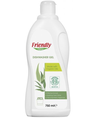 Гел за съдомиялна Friendly Organic - На растителна основа, 750 ml - 1