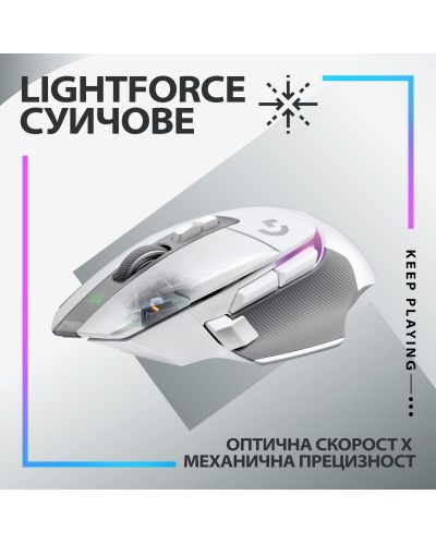 Гейминг мишка Logitech - G502 X Plus EER2, оптична, безжична, бяла - 3