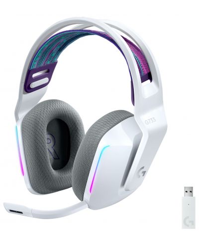 Гейминг слушалки Logitech - G733, безжични, бели - 1