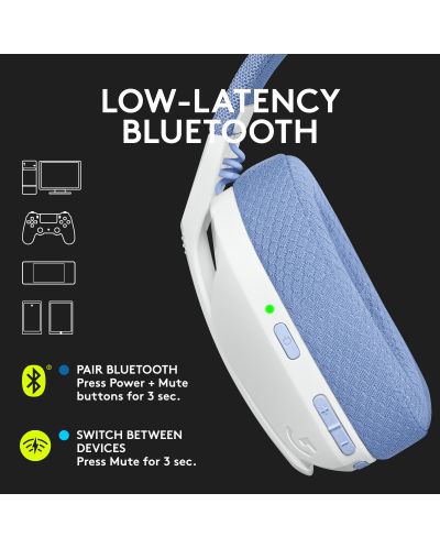 Гейминг слушалки Logitech - G435, безжични, бели - 4