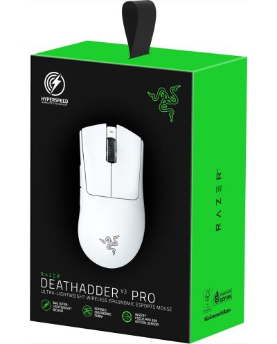Гейминг мишка Razer - DeathAdder V3 Pro, оптична, безжична, бяла - 11