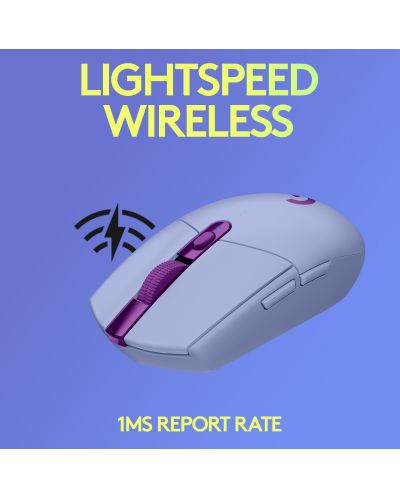 Гейминг мишка Logitech - G305 Lightspeed, оптична, лилава - 4