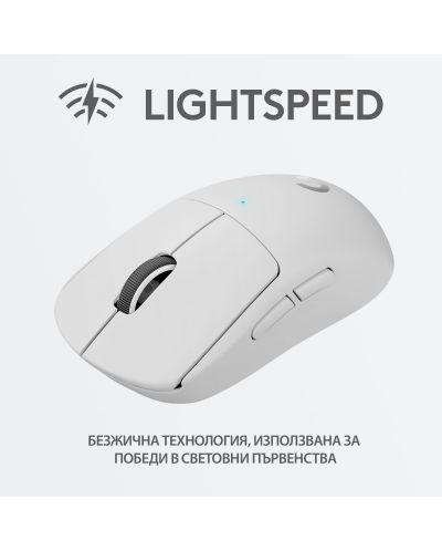 Гейминг мишка Logitech - PRO X SUPERLIGHT, оптична, безжична, бяла - 5