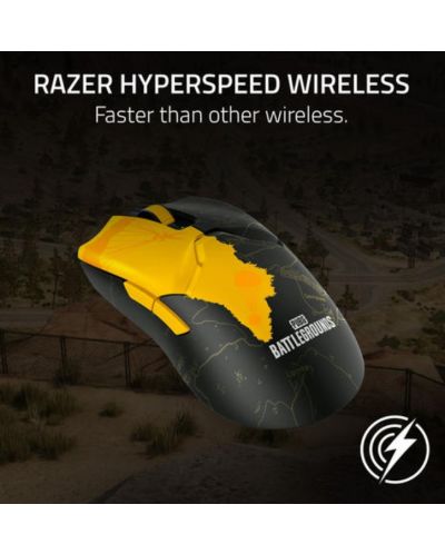 Гейминг мишка Razer - Viper V2 Pro - PUBG Ed., оптична, безжична, черна/жълта - 6