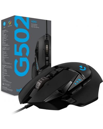 Гейминг мишка Logitech - G502 Hero, оптична, черна - 12