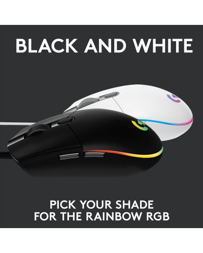 Гейминг мишка Logitech - G102 Lightsync, оптична, RGB, бяла - 8