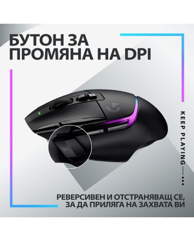 Гейминг мишка Logitech - G502 X Plus EER2, оптична, безжична, черна - 8