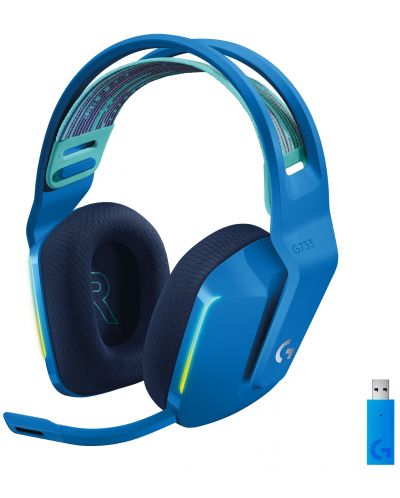 Гейминг слушалки Logitech - G733, безжични, сини - 1