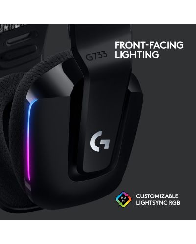Гейминг слушалки Logitech - G733, безжични, черни - 5