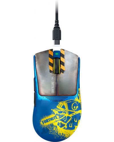 Гейминг мишка Razer - DeathAdder V3 Pro, Fortnite Edition, оптична, синя - 1