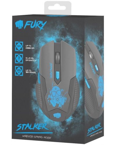 Гейминг мишка Fury - Stalker, оптична, безжична, черна/синя - 5